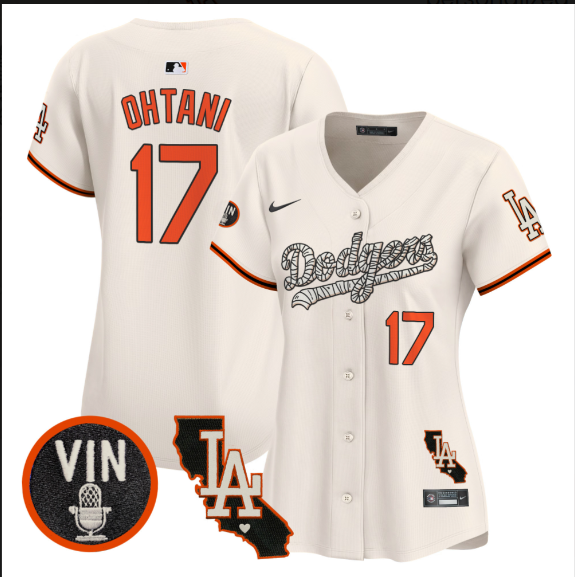 Women Los Angeles Dodgers 17 Ohtani 2025 cream Limited Stitched Jersey